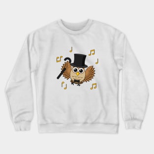 Cute Dancing Owl with Music Notes Cartoon without BG Crewneck Sweatshirt